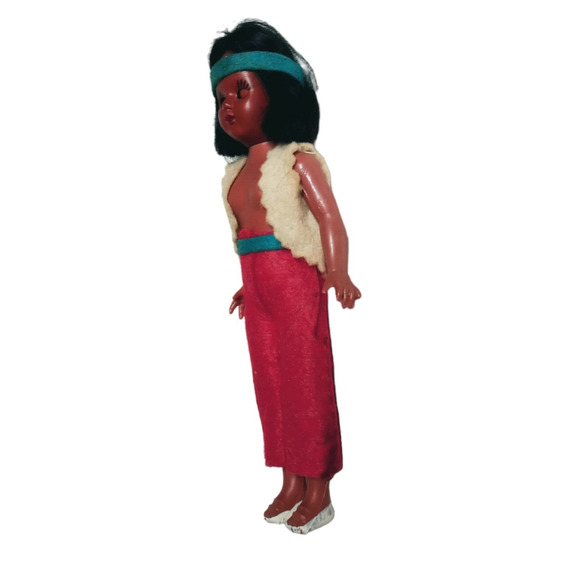 Vintage Native American Mexican Souvenir Doll Red Pants Sleep Eyes 8" Posable - Picture 4 of 12